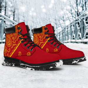 Red and Gold Bandana All Season Boots