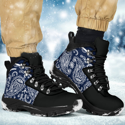 Navy Blue and White Bandana Alpine Boots