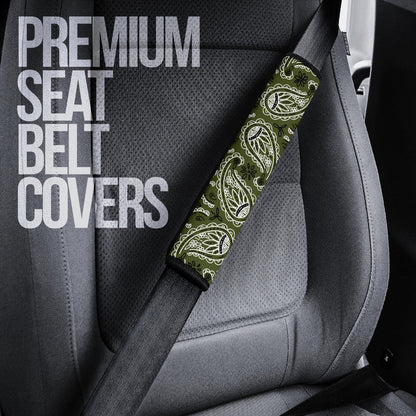 Army Green Bandana Seat Belt Covers - 3 Styles