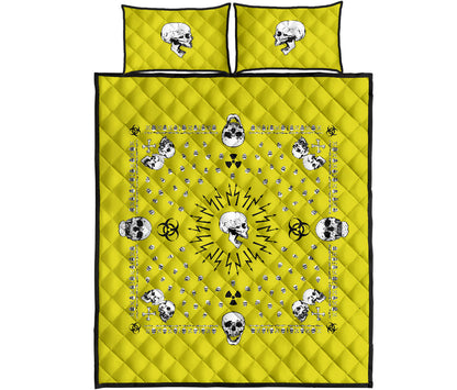 Quilt Set - Yellow Hazardous Skulls Bandana Quilt w/Shams