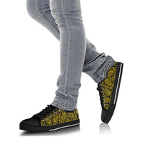 Canvas Low Top Sneakers - Bandana Style Black Gold