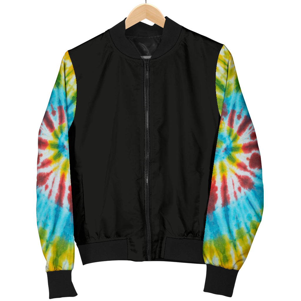 Women's Tie Dye Swirl Bandana Sleeved Bomber Jacket