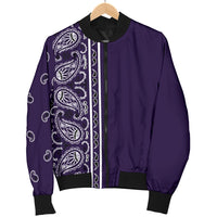 Asymmetrical Royal Purple Bandana Men's Bomber Jacket
