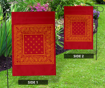 Red and Gold Bandana Home and Garden Flags
