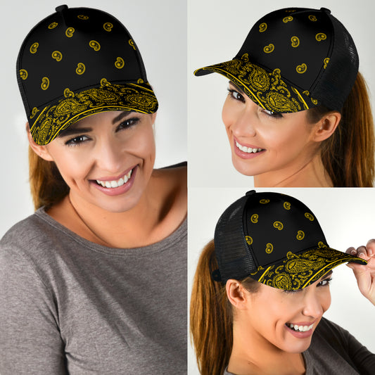 black gold bandana ball cap