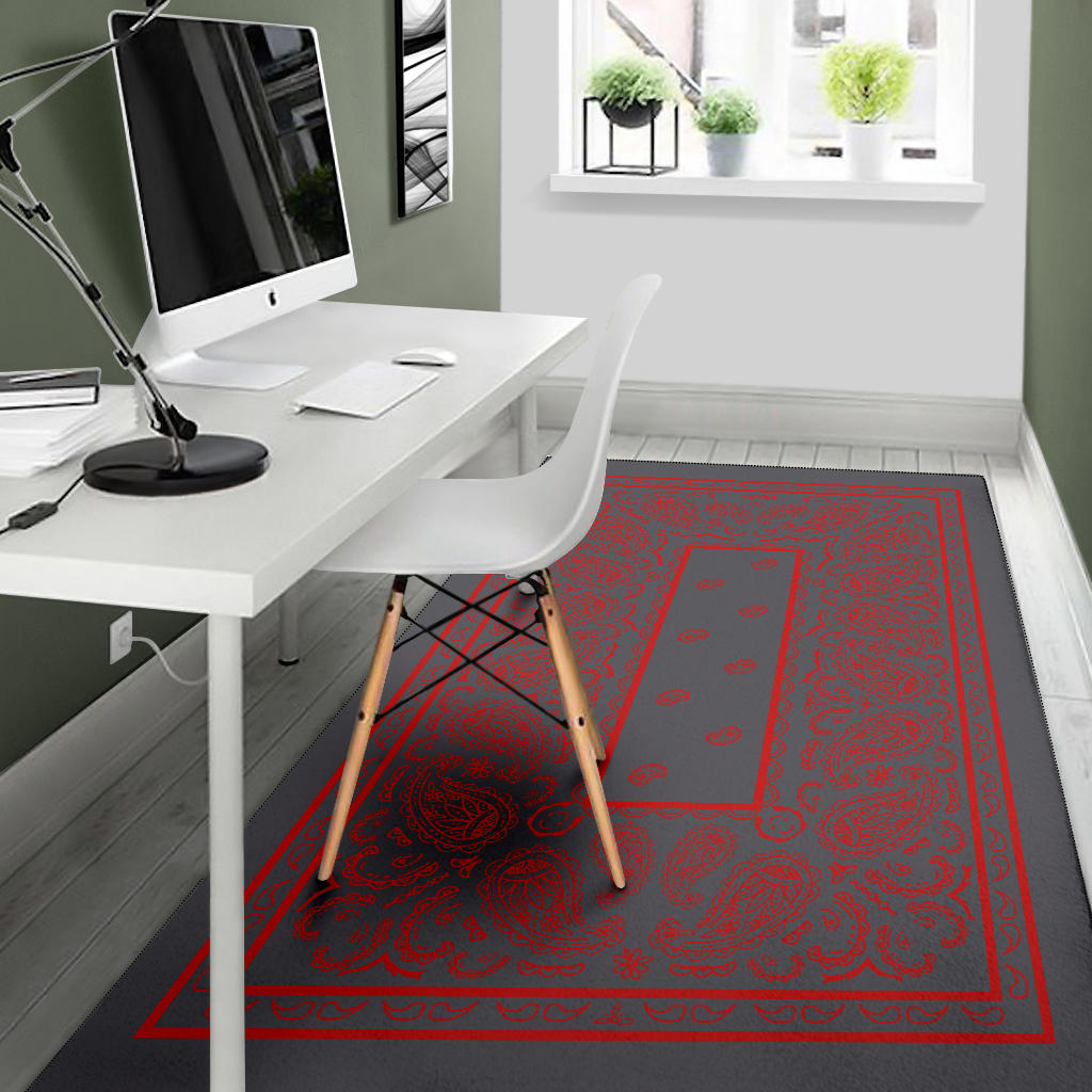 Gray and Red Bandana Area Rugs - Fitted