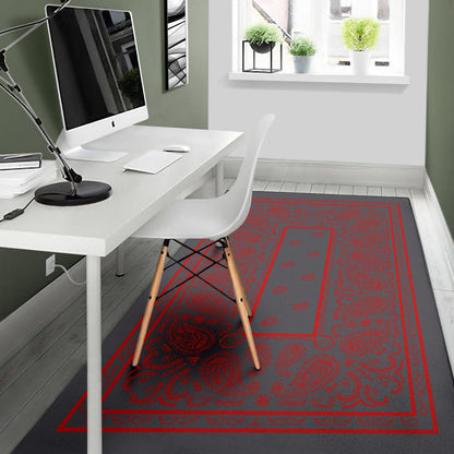 Gray and Red Bandana Area Rugs - Fitted