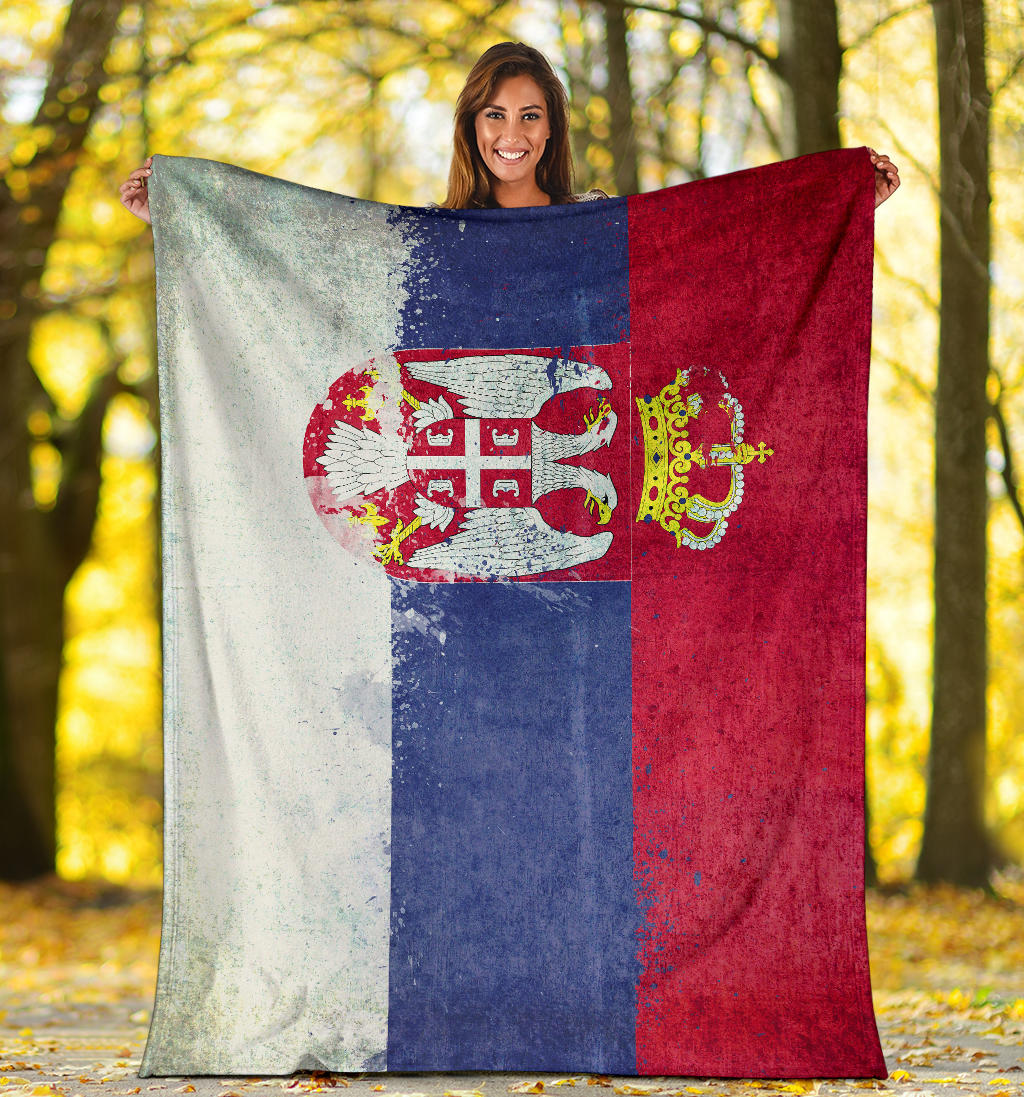 Serbian Flag Fleece Throw Blanket