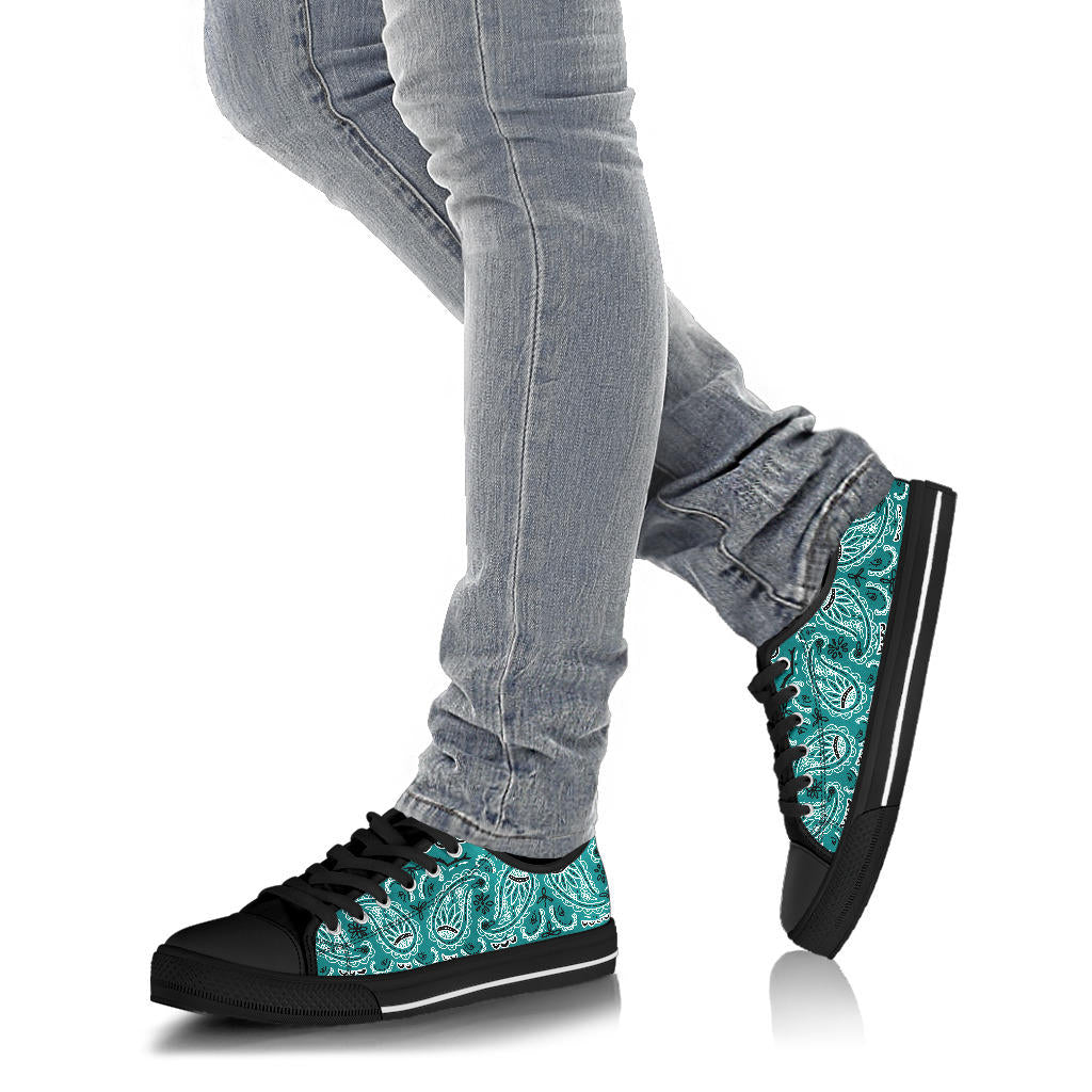 Canvas Low Top Sneakers - Bandanda Style Teal