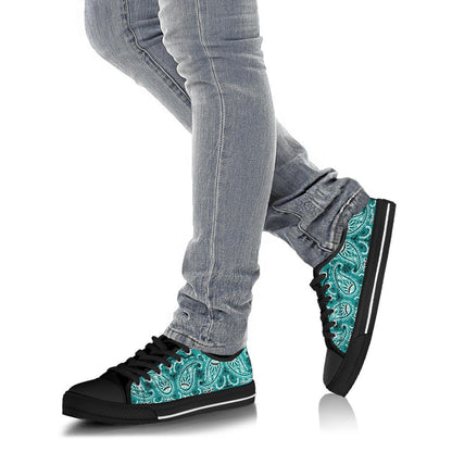 Canvas Low Top Sneakers - Bandanda Style Teal