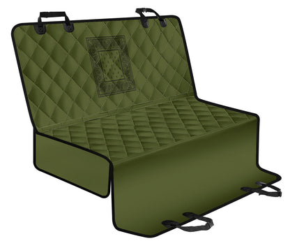 green car pet seat cover with black bandana