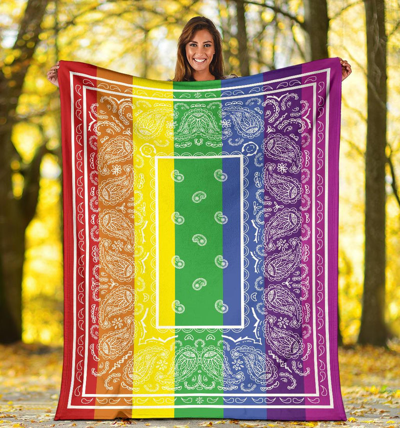 Rainbow Bandana Fleece Throw Blanket