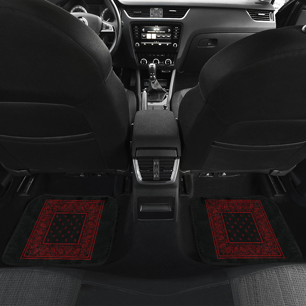 Quad Black and Red Bandana Car Mats - Minimal