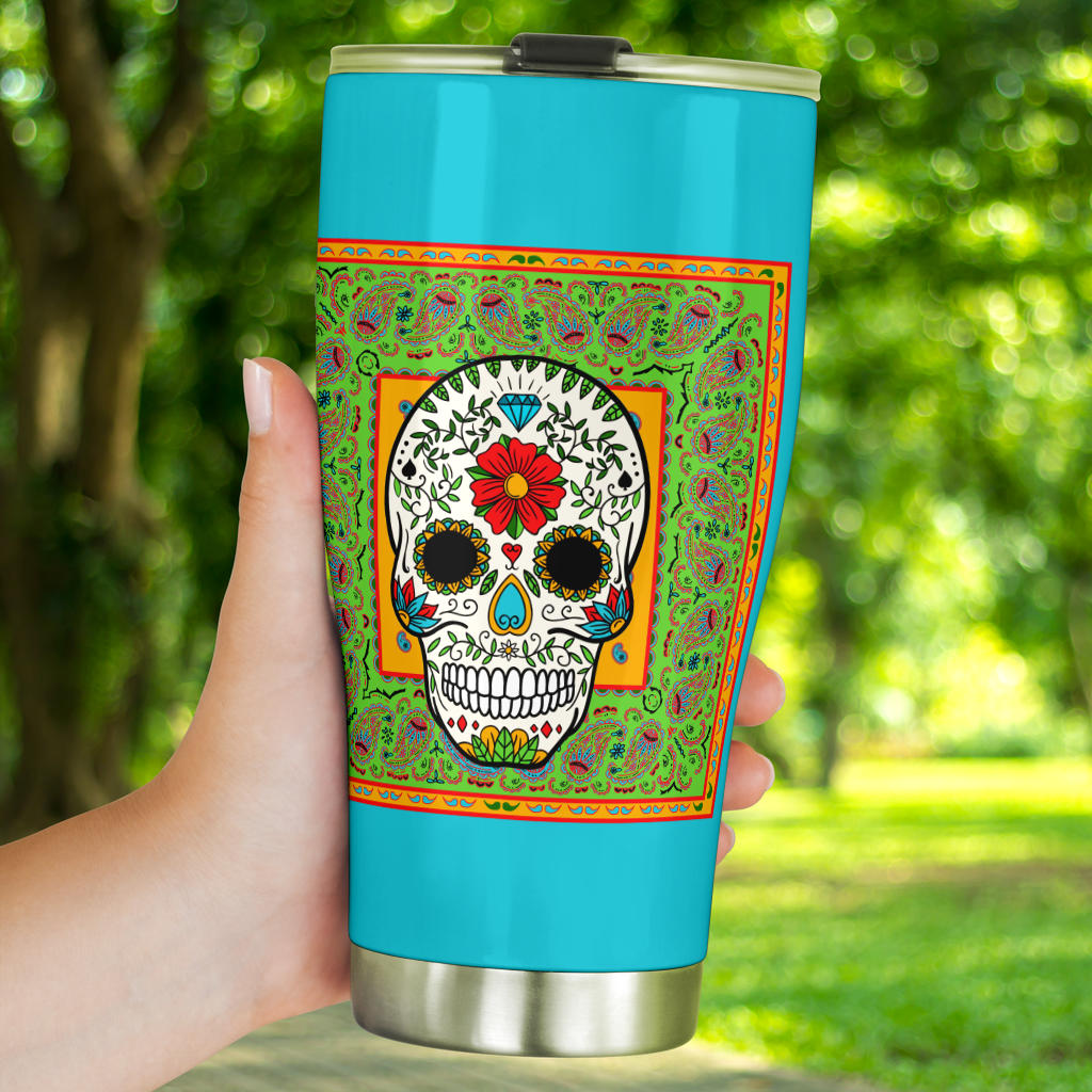 Sugar Skull Bandana Drink Tumblers