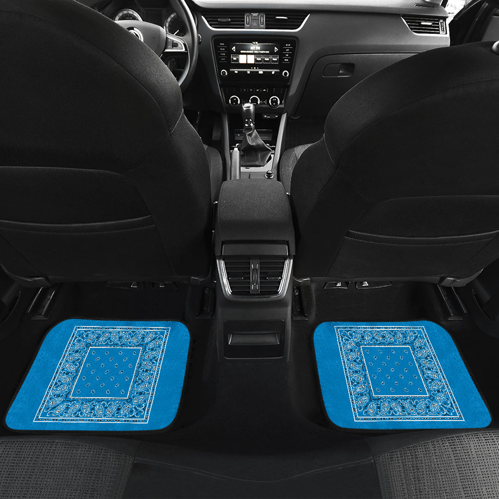 Quad Sky Blue Bandana Car Mats - Minimal