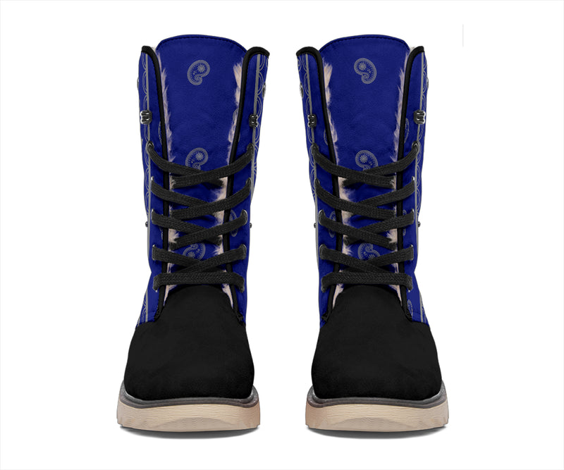 Blue and Grey Bandana Women's Winter Boots