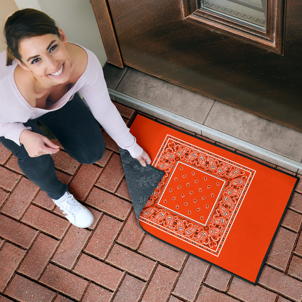 Perfect Orange Bandana Door Mats