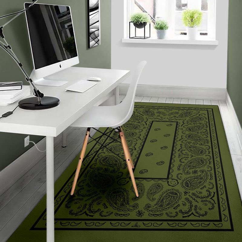 Army Green and Black Bandana Area Rugs - Fitted