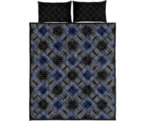 Quilt Set - Black and Blue Bandana DB Quilt w/Shams