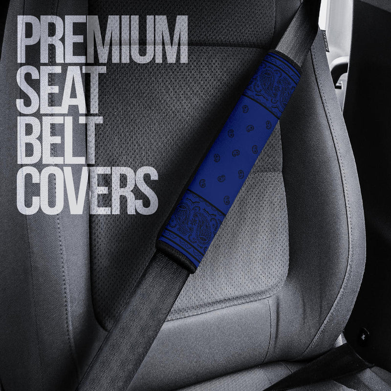 Blue and Black Bandana Seat Belt Covers - 3 Styles