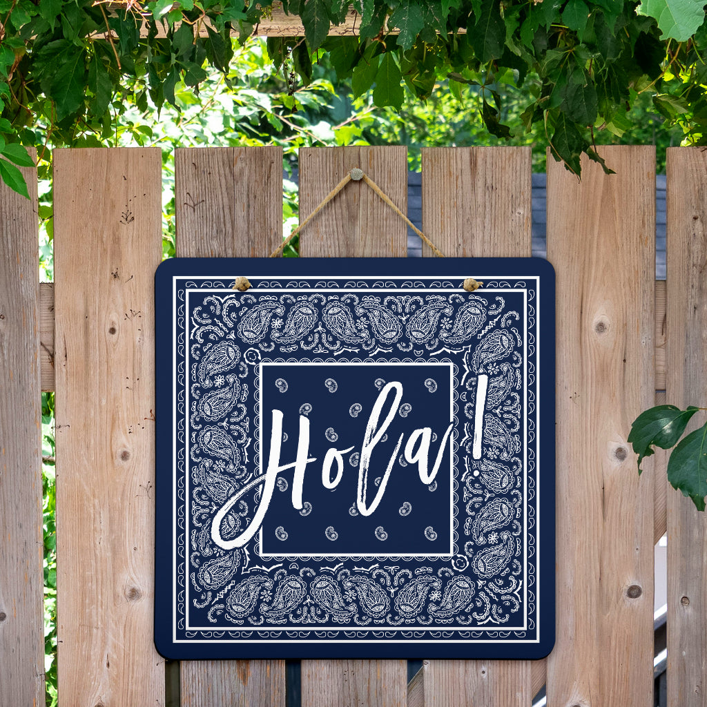 Navy Blue and White Bandana Door Signs