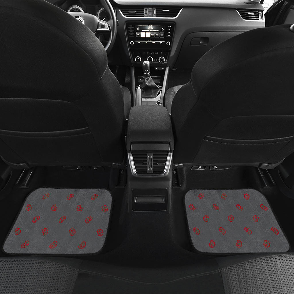 Quad Gray and Red Bandana Car Mats - Fancy