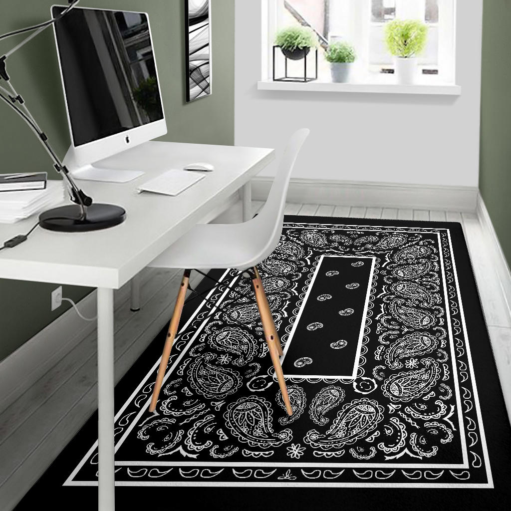 Black Bandana Area Rugs - Fitted