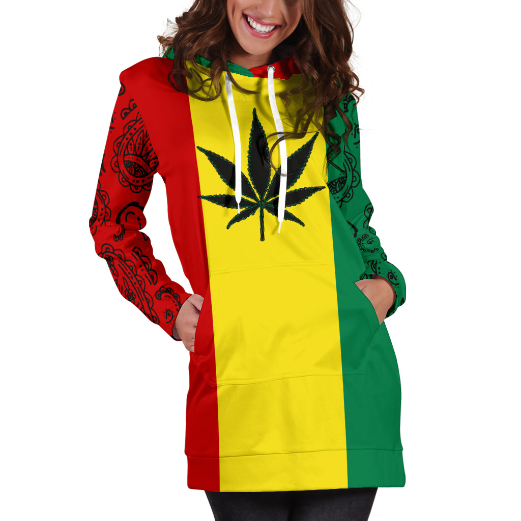 Rasta 420 Bandana Hoodie Dress Front