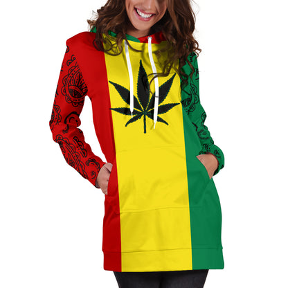 Rasta 420 Bandana Hoodie Dress Front