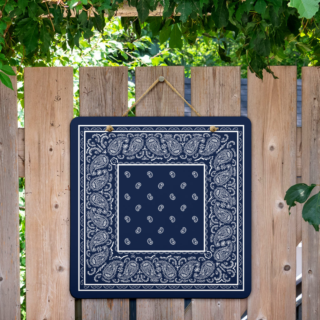 Navy Blue and White Bandana Door Signs