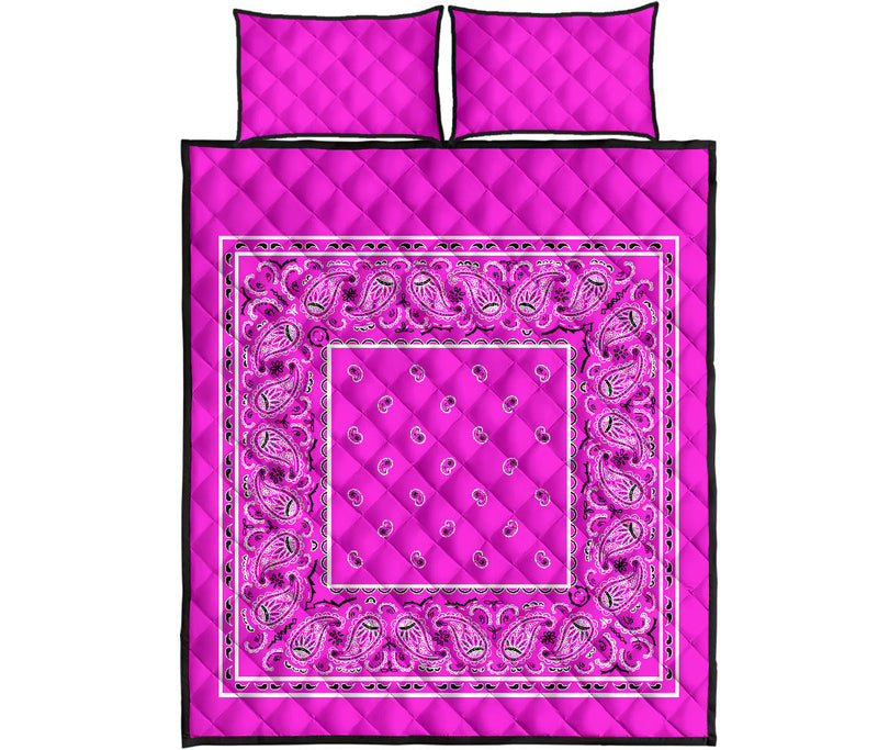Quilt Set - Abruptly Pink Bandana Quilt w/Shams