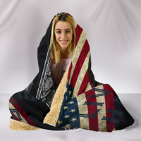 Live Hard Flag and Skull Hooded Blanket