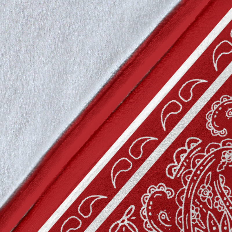 Red with White Fleece Throw Blanket Edge Details