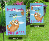 Funny Social Distancing Sloth Flag Sign for Businesses