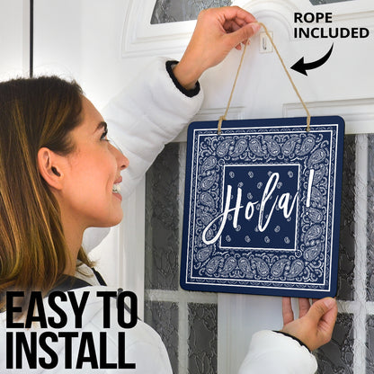 Navy Blue and White Bandana Door Signs