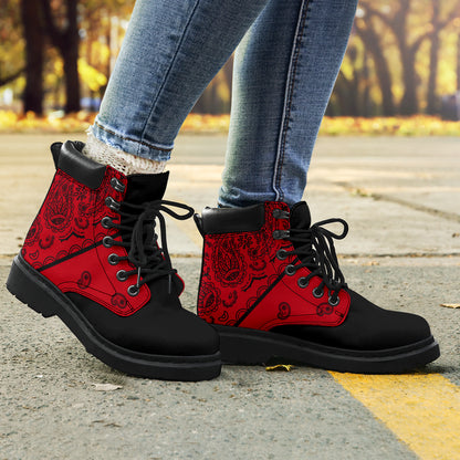 Red and Black Bandana Blackout All Season Boots