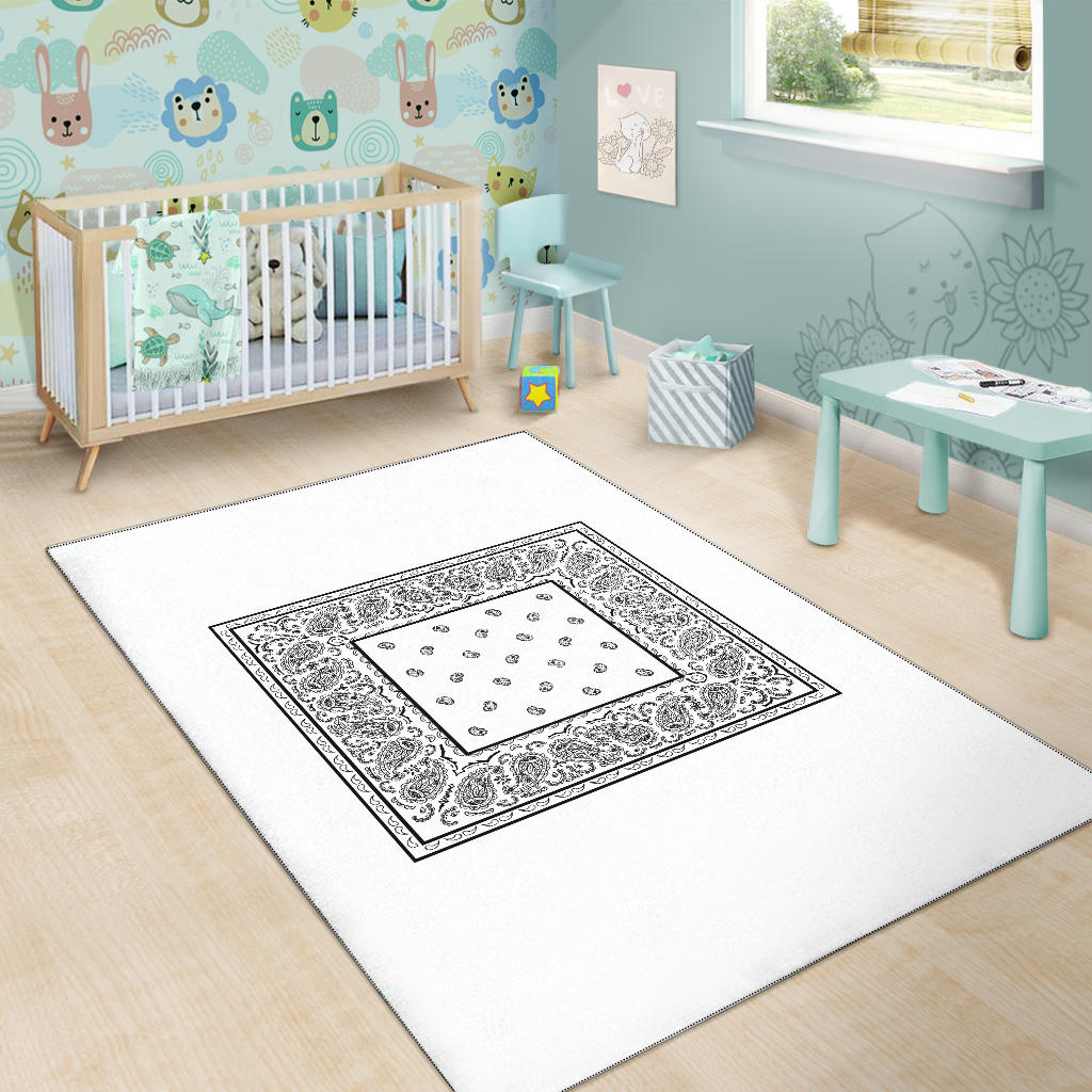 White Bandana Area Rugs - Minimal