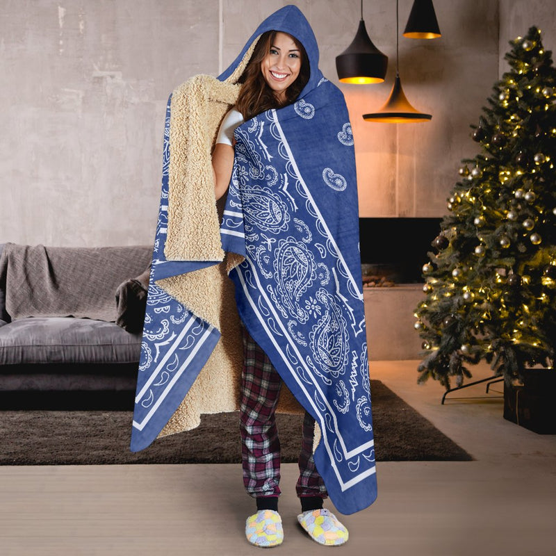 Faded Blue Bandana Hooded Blanket