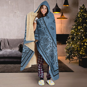 Christmas Faded Blue Bandana Hooded Blanket