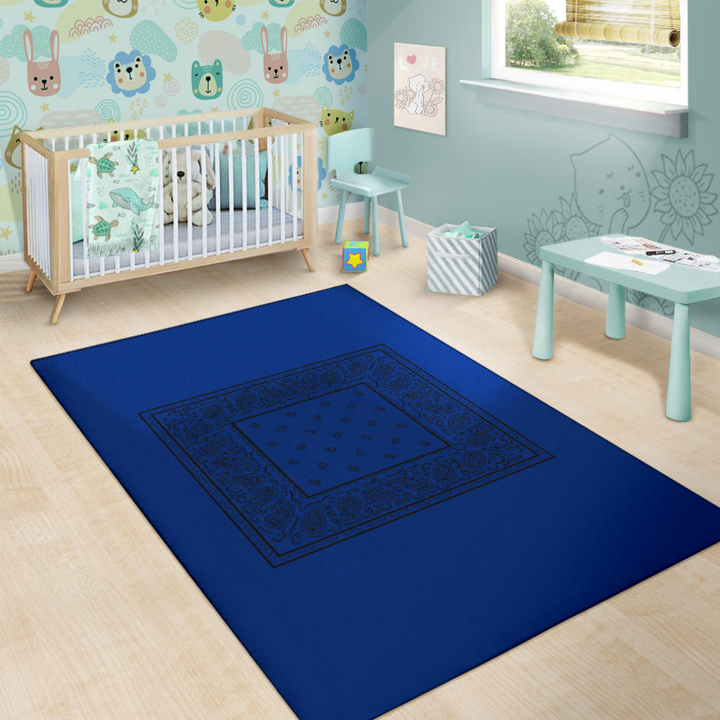 Blue and Black Bandana Area Rugs - Minimal