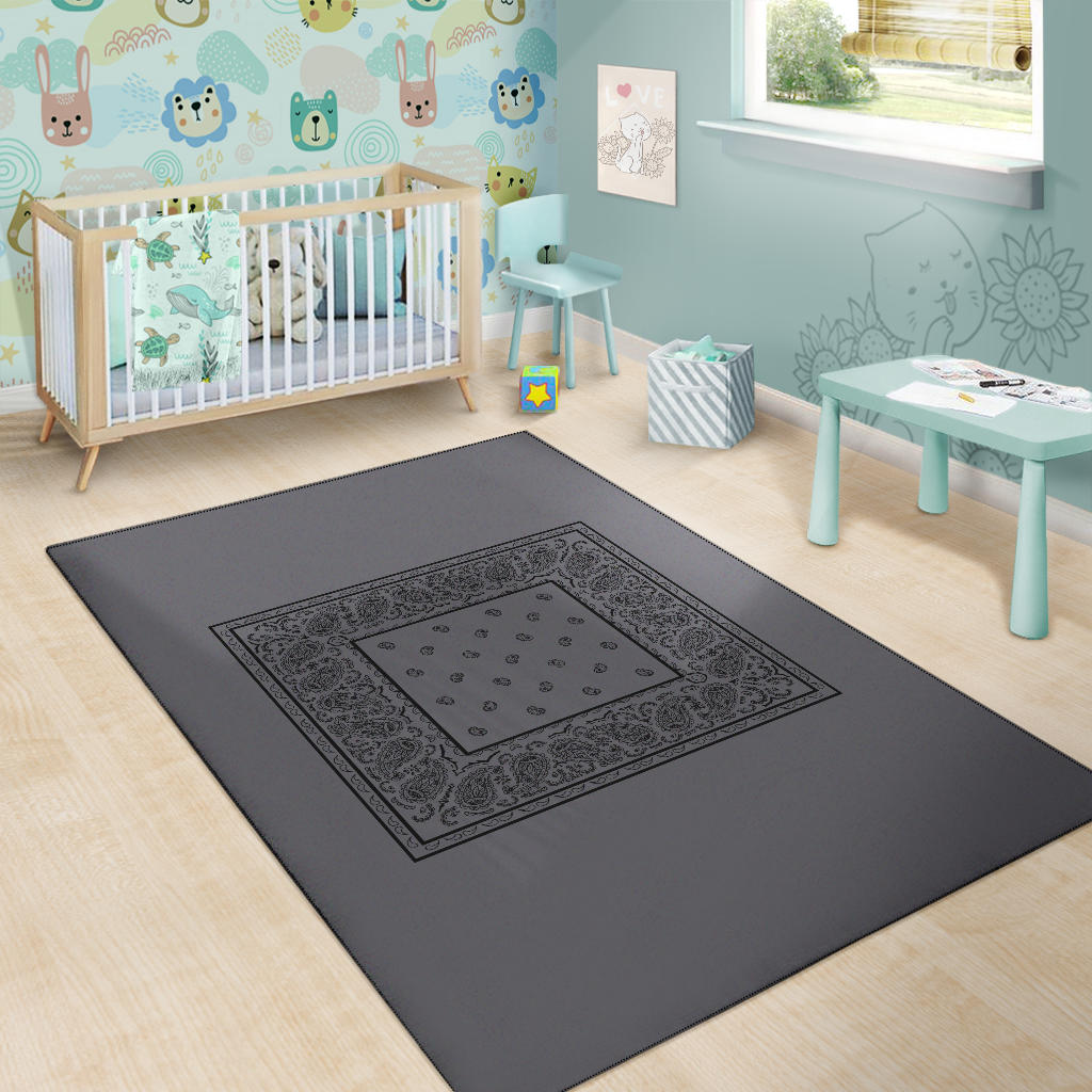 Gray and Black Bandana Area Rugs - Minimal