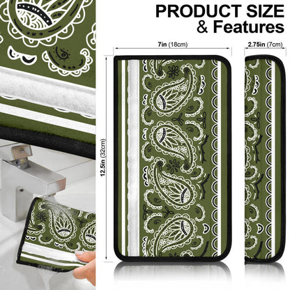 Army Green Bandana Seat Belt Covers - 3 Styles