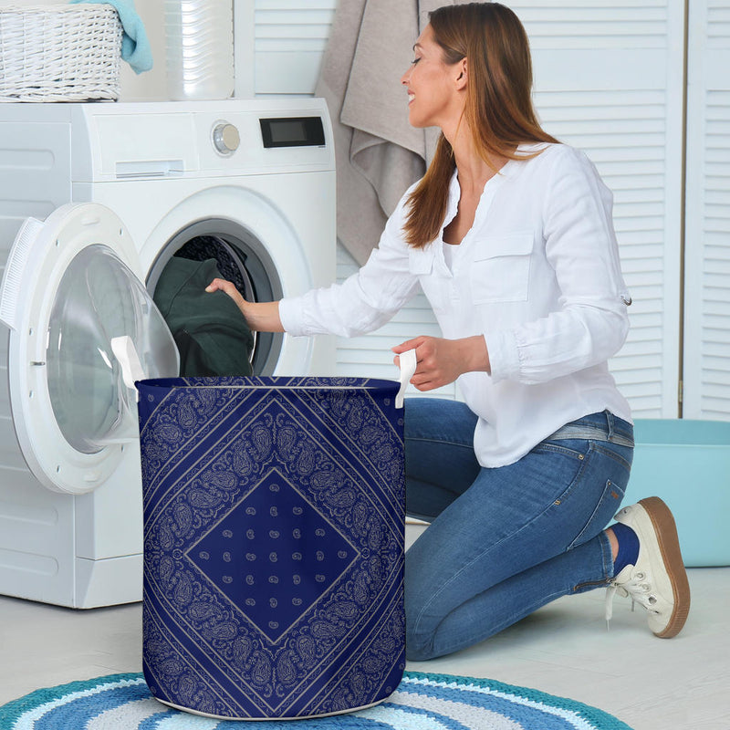 Blue and Gray Bandana Laundry Hamper