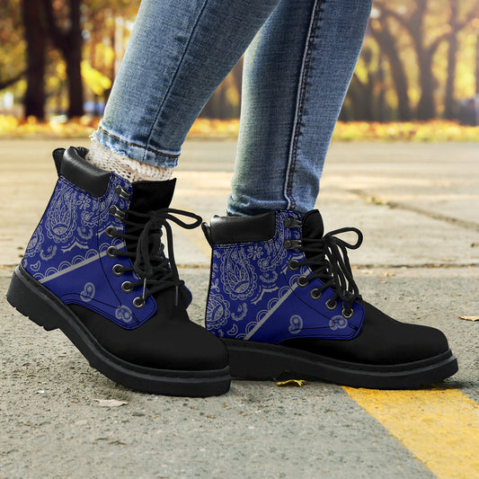 Blue and Gray Bandana Blackout All Season Boots