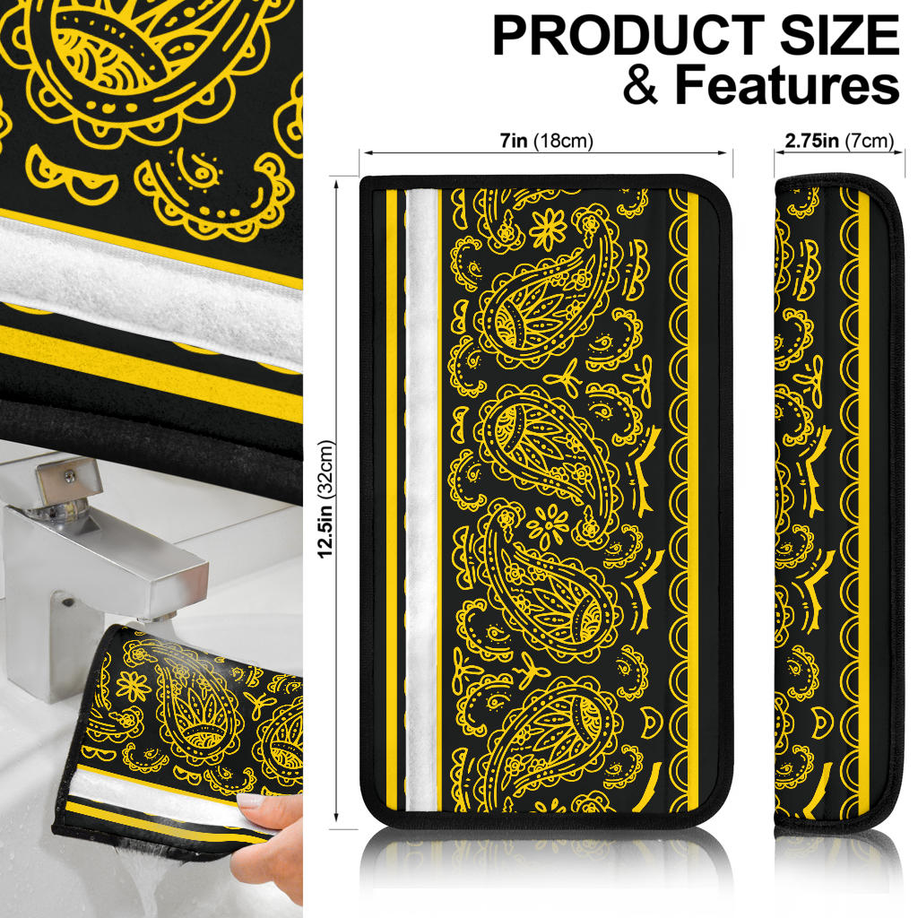 Black Gold Bandana Seat Belt Cover - 3 Styles