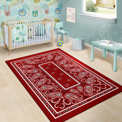 Maroon Bandana Area Rugs - Fitted
