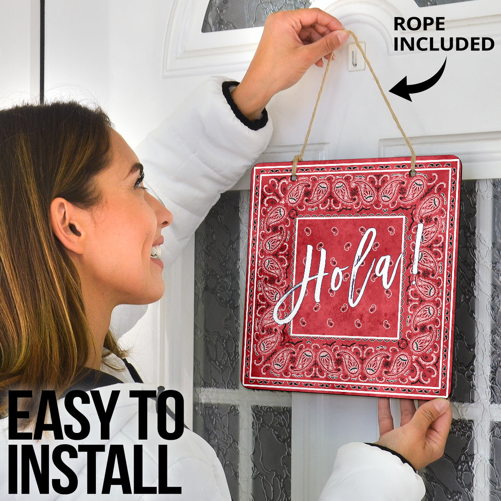 Red Denim Bandana Door Signs