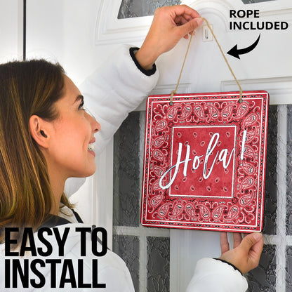 Red Denim Bandana Door Signs