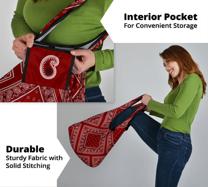 Maroon Red Bandana Reusable Grocery Bag 3-Pack