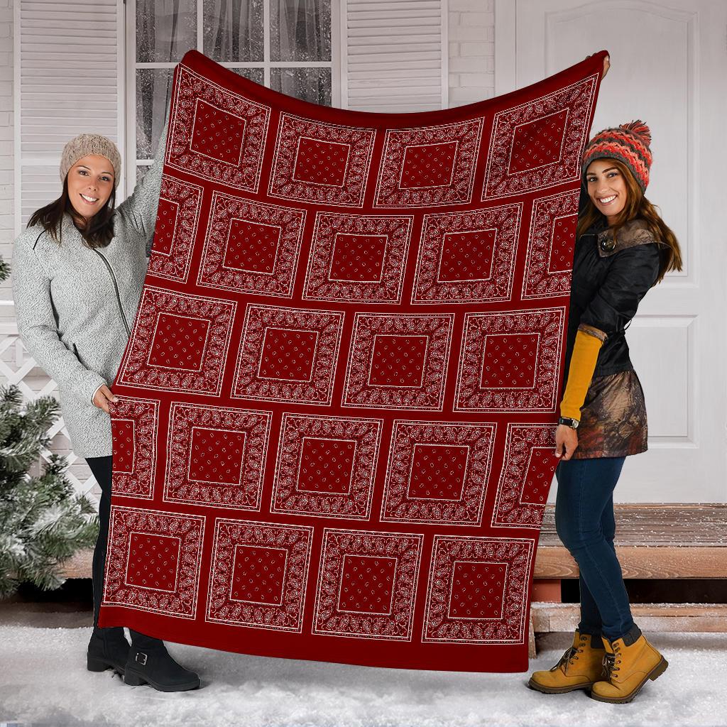 Maroon Red Bandana Throw Blanket